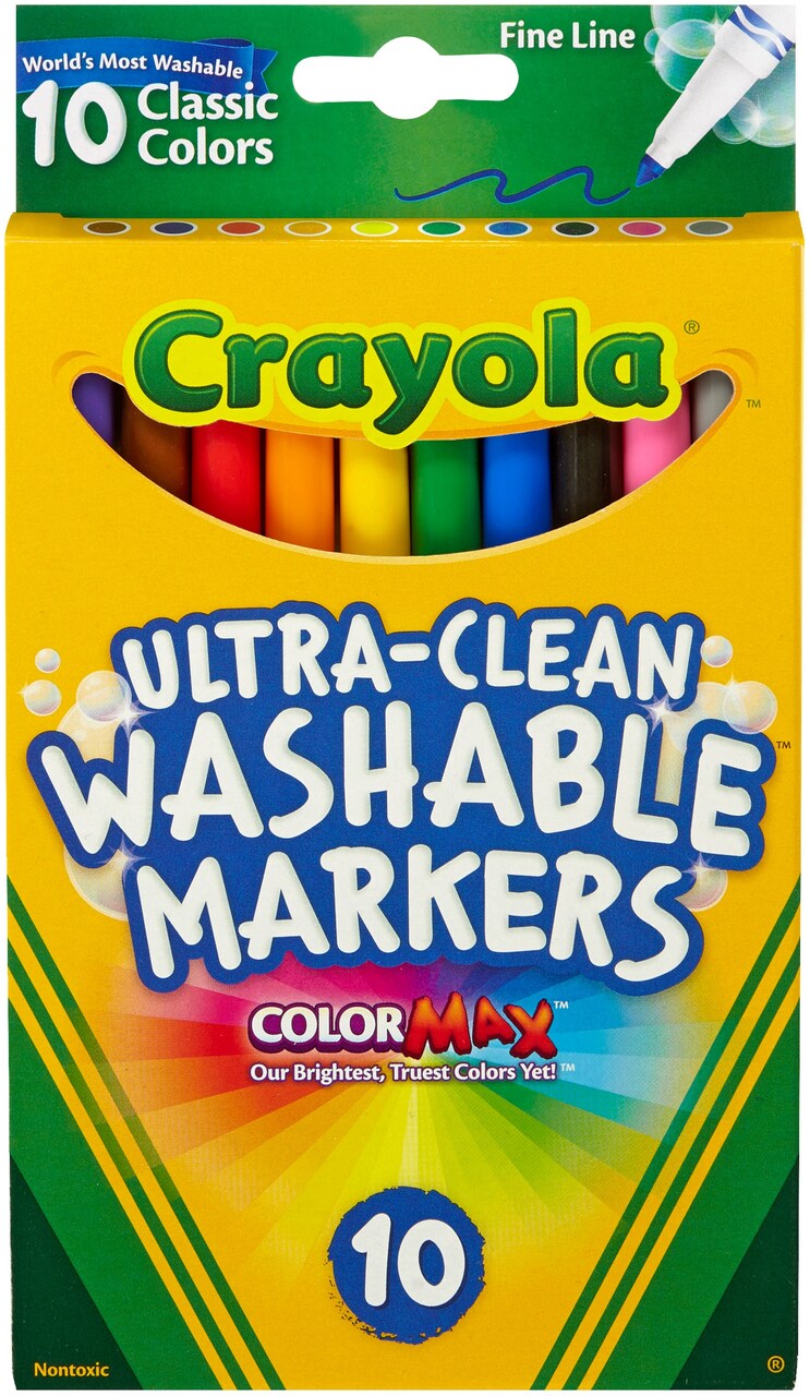 Multipack of 3 - Crayola Ultra-Clean Fine Line Washable Markers-Classic  Colors 10/Pkg